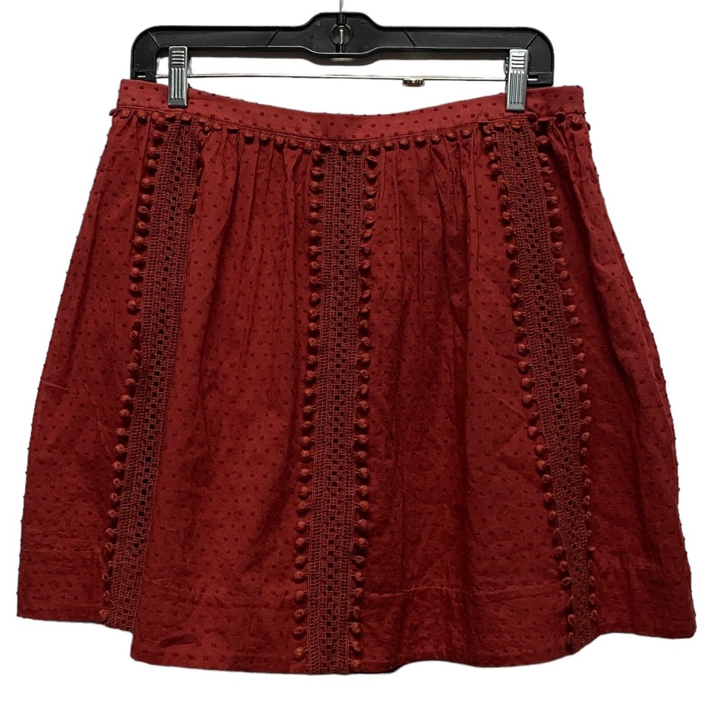 J.Crew Swiss Dot Pom Pom Mini Skirt Womens Size 6 Red‎ Style A6263 Lined